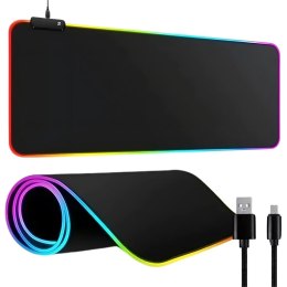 Podkładka gamingowa podświetlana rgb xxl 90x40 pod myszkę klawiaturę usb