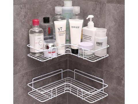Półka łazienkowa do łazenki pod prysznic narożna loft wisząca haczyk biała Półka łazienkowa do łazenki pod prysznic narożna loft wisząca haczyk biała