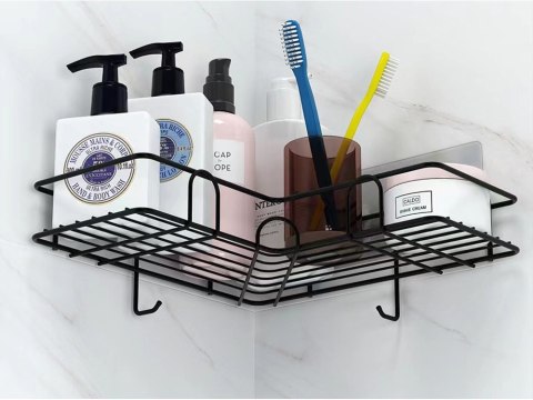 Półka łazienkowa do łazenki pod prysznic narożna loft wisząca haczyk czarna Półka łazienkowa do łazenki pod prysznic narożna loft wisząca haczyk czarna