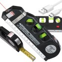 Poziomica laserowa precyzyjna z miarką 2,5m miara laser 3 tryby led usb