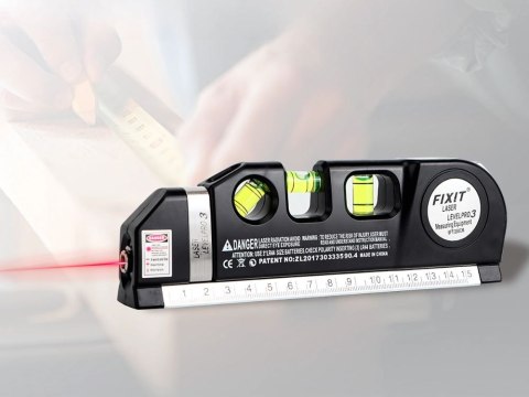 Poziomica laserowa precyzyjna z miarką 2,5m miara laser 3 tryby led usb Poziomica laserowa precyzyjna z miarką 2,5m miara laser 3 tryby led usb