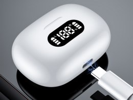 Słuchawki douszne bluetooth bezprzewodowe z etui ładującym led i mikrofonem