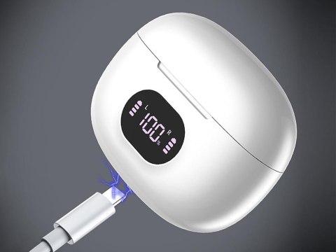 Słuchawki douszne bluetooth bezprzewodowe z etui ładującym led i mikrofonem Słuchawki douszne bluetooth bezprzewodowe z etui ładującym led i mikrofonem