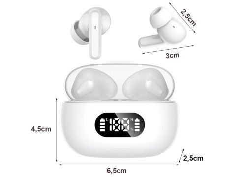 Słuchawki douszne bluetooth bezprzewodowe z etui ładującym led i mikrofonem Słuchawki douszne bluetooth bezprzewodowe z etui ładującym led i mikrofonem