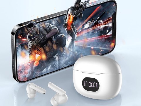 Słuchawki douszne bluetooth bezprzewodowe z etui ładującym led i mikrofonem Słuchawki douszne bluetooth bezprzewodowe z etui ładującym led i mikrofonem