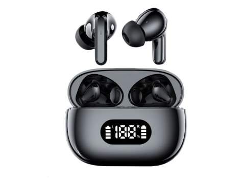 Słuchawki douszne bluetooth bezprzewodowe z etui ładującym led i mikrofonem Słuchawki douszne bluetooth bezprzewodowe z etui ładującym led i mikrofonem
