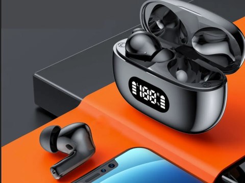 Słuchawki douszne bluetooth bezprzewodowe z etui ładującym led i mikrofonem Słuchawki douszne bluetooth bezprzewodowe z etui ładującym led i mikrofonem