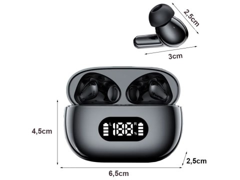 Słuchawki douszne bluetooth bezprzewodowe z etui ładującym led i mikrofonem Słuchawki douszne bluetooth bezprzewodowe z etui ładującym led i mikrofonem