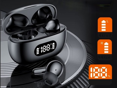 Słuchawki douszne bluetooth bezprzewodowe z etui ładującym led i mikrofonem Słuchawki douszne bluetooth bezprzewodowe z etui ładującym led i mikrofonem