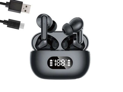 Słuchawki douszne bluetooth bezprzewodowe z etui ładującym led i mikrofonem Słuchawki douszne bluetooth bezprzewodowe z etui ładującym led i mikrofonem