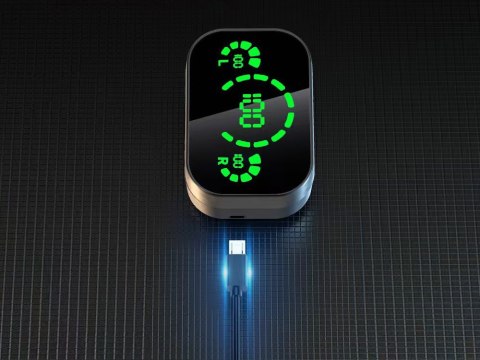 Słuchawki douszne bluetooth bezprzewodowe z etui ładującym led i mikrofonem Słuchawki douszne bluetooth bezprzewodowe z etui ładującym led i mikrofonem