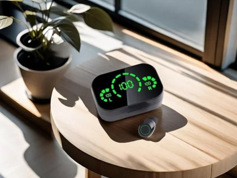 Słuchawki douszne bluetooth bezprzewodowe z etui ładującym led i mikrofonem Słuchawki douszne bluetooth bezprzewodowe z etui ładującym led i mikrofonem