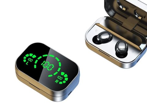Słuchawki douszne bluetooth bezprzewodowe z etui ładującym led i mikrofonem Słuchawki douszne bluetooth bezprzewodowe z etui ładującym led i mikrofonem