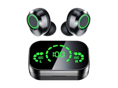 Słuchawki douszne bluetooth bezprzewodowe z etui ładującym led i mikrofonem Słuchawki douszne bluetooth bezprzewodowe z etui ładującym led i mikrofonem