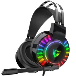 Słuchawki gamingowe 7.1 rgb przewodowe nauszne dla graczy led z mikrofonem