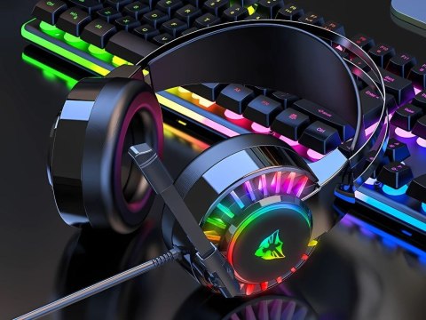 Słuchawki gamingowe 7.1 rgb przewodowe nauszne dla graczy led z mikrofonem Słuchawki gamingowe 7.1 rgb przewodowe nauszne dla graczy led z mikrofonem
