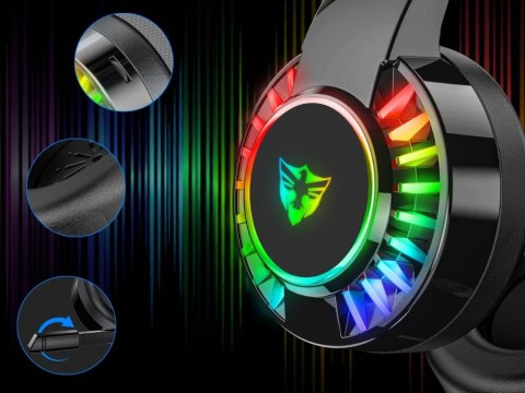 Słuchawki gamingowe 7.1 rgb przewodowe nauszne dla graczy led z mikrofonem Słuchawki gamingowe 7.1 rgb przewodowe nauszne dla graczy led z mikrofonem