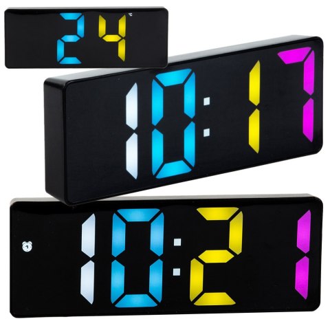 ZEGAR BUDZIK CYFROWY ELEKTRONICZNY TERMOMETR KOLOROWY ALARM DATA DRZEMKA ZEGAR BUDZIK CYFROWY ELEKTRONICZNY TERMOMETR KOLOROWY ALARM DATA DRZEMKA