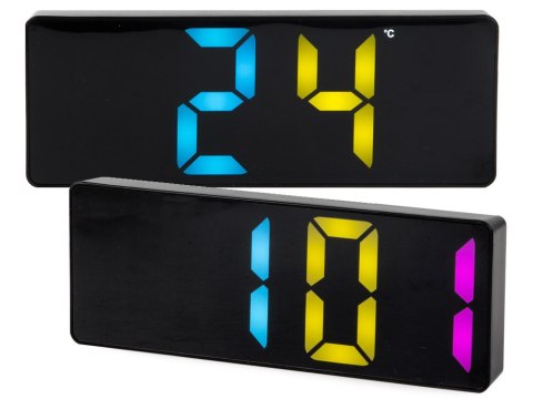 ZEGAR BUDZIK CYFROWY ELEKTRONICZNY TERMOMETR KOLOROWY ALARM DATA DRZEMKA ZEGAR BUDZIK CYFROWY ELEKTRONICZNY TERMOMETR KOLOROWY ALARM DATA DRZEMKA