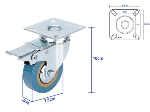 Kółko meblowe obrotowe 3 cale hamulec gumowe metalowe do wózka ciche 75mm Kółko meblowe obrotowe 3 cale hamulec gumowe metalowe do wózka ciche 75mm
