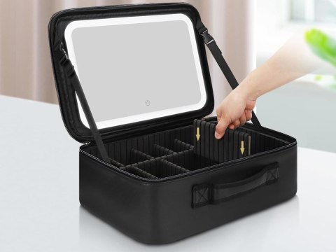 Kuferek na kosmetyki kosmetyczka podróżna organizer szkatułka lusterko led Kuferek na kosmetyki kosmetyczka podróżna organizer szkatułka lusterko led