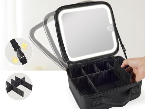 Kuferek na kosmetyki kosmetyczka podróżna organizer szkatułka lusterko led Kuferek na kosmetyki kosmetyczka podróżna organizer szkatułka lusterko led