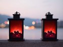 Lampion dekoracyjny led kominek ruchomy płomień lampa elektryczny baterie