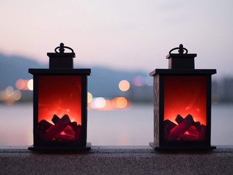 Lampion dekoracyjny led kominek ruchomy płomień lampa elektryczny baterie Lampion dekoracyjny led kominek ruchomy płomień lampa elektryczny baterie
