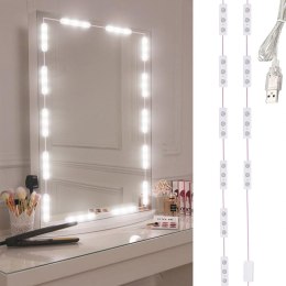 Lampki do lustra toaletki led zestaw makijaż 10 sztuk usb 3 barwy światła