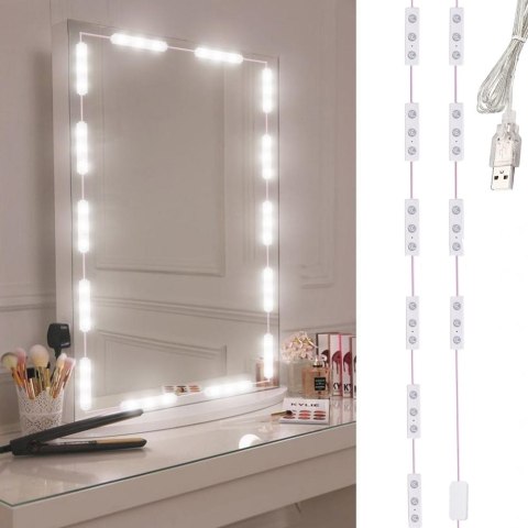 Lampki do lustra toaletki led zestaw makijaż 10 sztuk usb 3 barwy światła