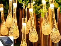 Lampki światełka solarne ogrodowe girlanda sople na taras balkon 100 led