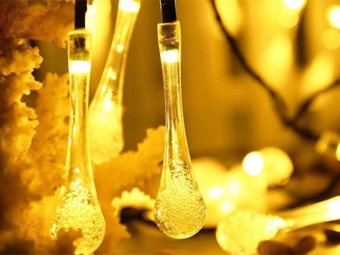 Lampki światełka solarne ogrodowe girlanda sople na taras balkon 100 led Lampki światełka solarne ogrodowe girlanda sople na taras balkon 100 led