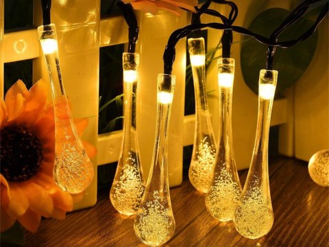 Lampki światełka solarne ogrodowe girlanda sople na taras balkon 100 led Lampki światełka solarne ogrodowe girlanda sople na taras balkon 100 led