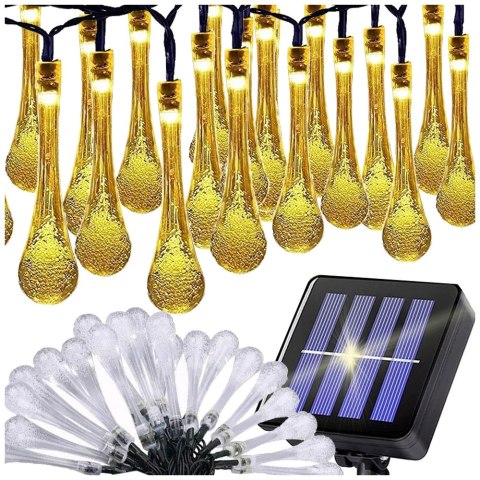 Lampki światełka solarne ogrodowe girlanda sople na taras balkon 20 led