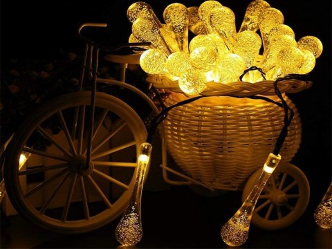 Lampki światełka solarne ogrodowe girlanda sople na taras balkon 20 led Lampki światełka solarne ogrodowe girlanda sople na taras balkon 20 led