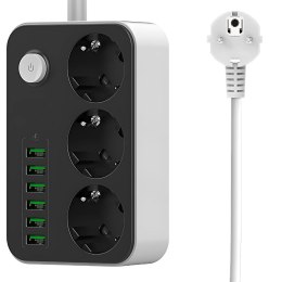 Przedłużacz listwa zasilająca sieciowa 3 gniazda 250v 2m 6x usb ładowarka