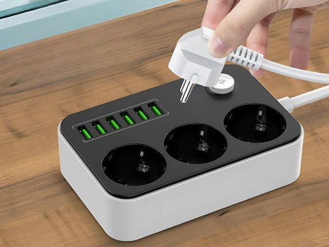 Przedłużacz listwa zasilająca sieciowa 3 gniazda 250v 2m 6x usb ładowarka Przedłużacz listwa zasilająca sieciowa 3 gniazda 250v 2m 6x usb ładowarka