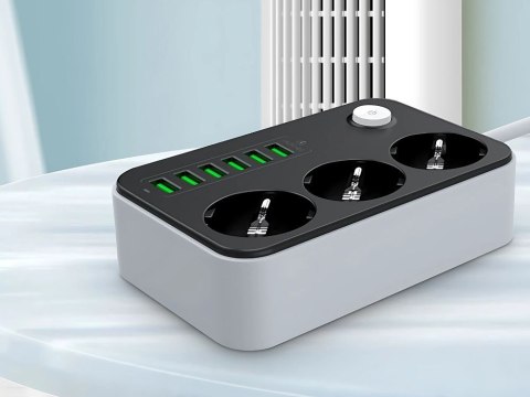 Przedłużacz listwa zasilająca sieciowa 3 gniazda 250v 2m 6x usb ładowarka Przedłużacz listwa zasilająca sieciowa 3 gniazda 250v 2m 6x usb ładowarka