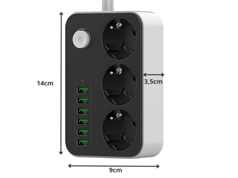 Przedłużacz listwa zasilająca sieciowa 3 gniazda 250v 2m 6x usb ładowarka Przedłużacz listwa zasilająca sieciowa 3 gniazda 250v 2m 6x usb ładowarka