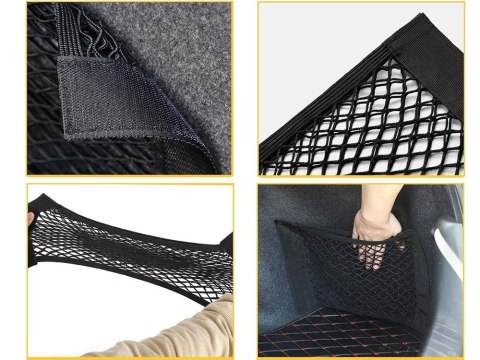 Siatka do bagaznika auta mocna na rzep do samochodu mocna kieszeń 50x25cm Siatka do bagaznika auta mocna na rzep do samochodu mocna kieszeń 50x25cm