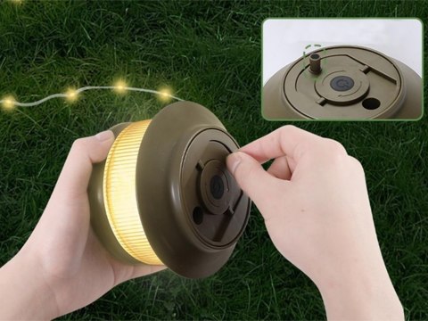 Lampa kempingowa biwakowa akumulatorowa led girlanda na rolce 20m ciepła Lampa kempingowa biwakowa akumulatorowa led girlanda na rolce 20m ciepła