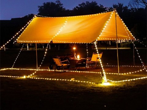 Lampa kempingowa biwakowa akumulatorowa led girlanda na rolce 20m ciepła Lampa kempingowa biwakowa akumulatorowa led girlanda na rolce 20m ciepła
