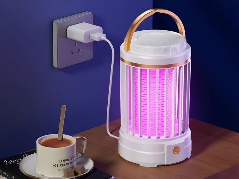Lampa na komary owadobójcza uv led wisząca akumulatorowa 2 tryby z lampką Lampa na komary owadobójcza uv led wisząca akumulatorowa 2 tryby z lampką