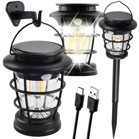 Lampa solarna kempingowa latarnia ogrodowa led usb czujnik ruchu zmierzchu Lampa solarna kempingowa latarnia ogrodowa led usb czujnik ruchu zmierzchu
