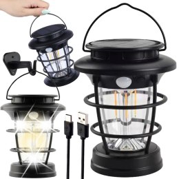 Lampa solarna kempingowa latarnia ogrodowa led usb czujnik ruchu zmierzchu