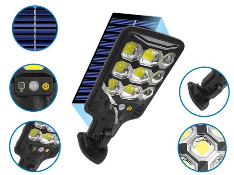 Lampa solarna zewnętrzna cob uliczna z czujnikiem ruchu i zmierzchu + pilot Lampa solarna zewnętrzna cob uliczna z czujnikiem ruchu i zmierzchu + pilot