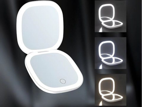 Lusterko do makijażu z podświetleniem led składane x5 do torebki podróżne Lusterko do makijażu z podświetleniem led składane x5 do torebki podróżne
