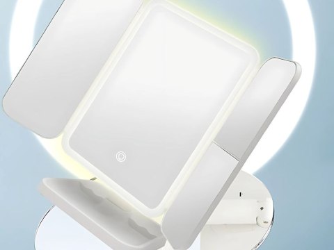 Lusterko kosmetyczne podświetlane led rozkładane do makijażu usb 3 barwy Lusterko kosmetyczne podświetlane led rozkładane do makijażu usb 3 barwy