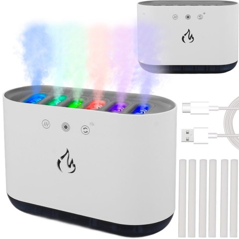 Nawilżacz powietrza kompinek dyfuzor lampka led rgb aromaterapia 6 dysz Nawilżacz powietrza kompinek dyfuzor lampka led rgb aromaterapia 6 dysz