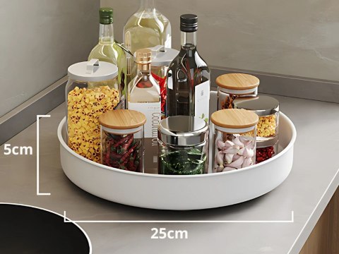 Organizer obrotowy taca uniwersalna 25cm kuchnia łazienka przyprawy biała Organizer obrotowy taca uniwersalna 25cm kuchnia łazienka przyprawy biała